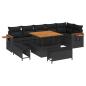Preview: 9-teiliges Garten-Sofa-Set mit Kissen Schwarz Poly-Rattan Akazie, 3-teiliges Garten-Essgruppe mit Kissen Schwarz Poly-Rattan Akazie