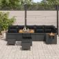 Preview: 9-teiliges Garten Sofa Set mit Kissen Schwarz Poly Rattan Akazie, 3-teiliges Garten Esszimmer Set mit Kissen Schwarz Poly Rattan Akazie