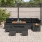 Preview: 10-teiliges Garten Sofa Set mit Kissen Schwarz Poly Rattan Akazie, 4-teiliges Garten Ess-Set mit Kissen Schwarz Poly Rattan Akazie