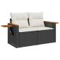 Preview: 10-teiliges Garten-Sofa-Set mit Kissen Schwarz Poly Rattan Akazie, 4-teiliges Garten-Ess-Set mit Kissen Schwarz Poly Rattan Akazie