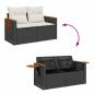 Preview: 10-teiliges Garten-Sofa-Set mit Kissen Schwarz Poly Rattan Akazie, 4-teiliges Garten-Ess-Set mit Kissen Schwarz Poly Rattan Akazie