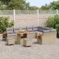 Preview: ARDEBO.de - 12-teiliges Garten-Sofa-Set mit Kissen Beige Poly Rattan Akazie, 3-teiliges Garten-Esszimmer-Set mit Kissen Beige Poly Rattan Akazie