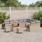 Preview: ARDEBO.de - 12-teiliges Garten Sofaset mit Kissen Beige Poly Rattan Akazie, 3-teiliges Garten Esszimmer Set mit Kissen Beige Poly Rattan Akazie
