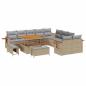 Preview: 13-teiliges Garten-Sofaset mit Kissen Beige Poly-Rattan Akazie, 3-teiliges Garten-Ess-Set mit Kissen Beige Poly-Rattan Akazie