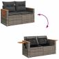 Preview: 13-teiliges Garten-Sofa-Set mit Kissen Grau Poly-Rattan Akazie, 3-teiliges Garten-Essenset mit Kissen Grau Poly-Rattan Akazie