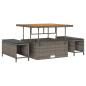 Preview: 13-teiliges Garten-Sofa-Set mit Kissen Grau Poly-Rattan Akazie, 3-teiliges Garten-Essenset mit Kissen Grau Poly-Rattan Akazie