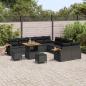 Preview: 13-teiliges Garten Sofa Set mit Kissen Schwarzes Poly Rattan, 3-teiliges Garten Esszimmer Set mit Kissen Schwarzes Poly Rattan
