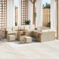 Preview: ARDEBO.de - 13-teiliges Garten Sofa Set mit Kissen Beige Poly Rattan Akazie, 3-teiliges Garten Essenset mit Kissen Beige Poly Rattan Akazie