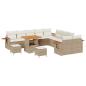 Preview: 13-teiliges Garten Sofa Set mit Kissen Beige Poly Rattan Akazie, 3-teiliges Garten Essenset mit Kissen Beige Poly Rattan Akazie