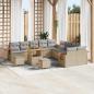 Preview: ARDEBO.de - Gartensofa-set mit Kissen 17 pcs Beige und Hellgrau Poly-Rattan
