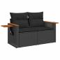 Preview: 13-teiliges Garten-Sofa-Set mit Kissen Schwarz Poly-Rattan Akazie, 3-teiliges Garten-Ess-Set mit Kissen Schwarz Poly-Rattan Akazie