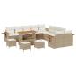 Preview: 14-teiliges Garten Sofaset mit Kissen Beige Poly Rattan Akazie, 4-teiliges Garten Essset mit Kissen Beige Poly Rattan Akazie