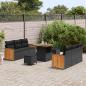 Preview: 9-teiliges Garten-Sofaset mit Kissen Schwarz Poly-Rattan Akazie, 3-teiliges Garten-Ess-Set mit Kissen Schwarz Poly-Rattan Akazie