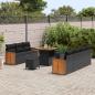Preview: 10-teiliges Garten Sofa Set mit Kissen Schwarz Poly-Rattan Akazie, 3-teiliges Garten Esstisch Set mit Kissen Schwarz Poly-Rattan Akazie
