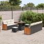 Preview: 10-teiliges Garten Sofa Set mit Kissen Schwarz Poly Rattan Akazie, 3-teiliges Garten Esszimmer Set mit Kissen Schwarz Poly Rattan Akazie