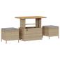 Preview: Gartensofa-set mit Kissen 12 pcs Beige und Hellgrau Poly-Rattan