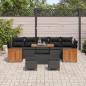 Preview: 10-teiliges Garten Sofa Set mit Kissen Schwarz Poly-Rattan Akazienholz, 3-teilige Garten Esstisch Set mit Kissen Schwarz Poly-Rattan Akazienholz