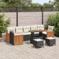 Preview: ARDEBO.de - 10-teiliges Garten-Sofa-Set mit Kissen Schwarz Poly-Rattan Akazie, 3-teiliges Garten-Ess-Set mit Kissen Schwarz Poly-Rattan Akazie