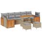Preview: Gartensofa-set mit Kissen 13 pcs Beige und Hellgrau Poly-Rattan
