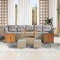 Preview: Gartensofa-set mit Kissen 13 pcs Beige und Hellgrau Poly-Rattan