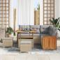 Preview: 8-teilige Garten Sofa Set mit Kissen Beige Poly Rattan Akazie, 3-teiliges Garten Essset mit Kissen Beige Poly Rattan Akazie