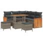 Preview: 8-teilige Garten-Sofa-Set mit Kissen Grau Poly-Rattan Akazie, 3-teiliges Garten-Ess-Set mit Kissen Grau Poly-Rattan Akazie