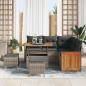 Preview: 8-teilige Garten-Sofa-Set mit Kissen Grau Poly-Rattan Akazie, 3-teiliges Garten-Ess-Set mit Kissen Grau Poly-Rattan Akazie