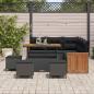 Preview: 9-teiliges Garten Sofa Set mit Kissen Schwarz Poly Rattan Akazie, 4-teiliges Garten Essgruppe mit Kissen Schwarz Poly Rattan Akazie
