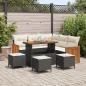 Preview: ARDEBO.de - 9-teiliges Garten Sofa Set mit Kissen Schwarz Poly Rattan Akazie, 4-teiliges Garten Ess-Set mit Kissen Schwarz Poly Rattan Akazie