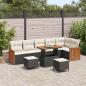Preview: ARDEBO.de - 9-teiliges Garten Sofa Set mit Kissen Schwarz Poly-Rattan Akazie, 3-teiliges Garten Essset mit Kissen Schwarz Poly-Rattan Akazie
