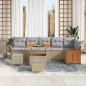 Preview: 9-teilige Garten Sofa Set mit Kissen Beige Poly Rattan Akazie, 3-teilige Garten Essgruppe mit Kissen Beige Poly Rattan Akazie