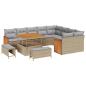 Preview: 12-teiliges Garten-Sofa-Set mit Kissen Beige Poly-Rattan Akazien, 3-teiliges Garten-Ess-Set mit Kissen Beige Poly-Rattan Akazien