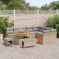 Preview: 12-teiliges Garten-Sofa-Set mit Kissen Beige Poly-Rattan Akazien, 3-teiliges Garten-Ess-Set mit Kissen Beige Poly-Rattan Akazien