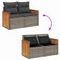 Preview: 12-teiliges Garten Sofaset mit Kissen Grau Poly Rattan Akazie, 3-teiliges Garten Essset mit Kissen Grau Poly Rattan Akazie