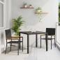 Preview: ARDEBO.de - 3-teiliges Garten Essset Schwarz Poly-Rattan, Stapelbare Gartenstühle mit Kissen - 2-teiliges Set in Schwarz Poly-Rattan