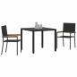 Preview: 3-teiliges Garten Essset Schwarz Poly-Rattan, Stapelbare Gartenstühle mit Kissen - 2-teiliges Set in Schwarz Poly-Rattan