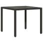 Preview: 5-teiliges Garten Esszimmer Set Schwarz Poly Rattan, stapelbare Gartenstühle mit Kissen - 2-teiliges Set in Schwarz Poly Rattan