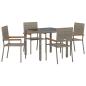 Preview: 5-teiliges Garten Essset Grau Poly Rattan, Stapelbare Gartenstühle mit Kissen 2 Stück Grau Poly Rattan