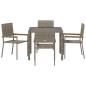 Preview: 5-teiliges Garten Essset Grau Poly Rattan, Stapelbare Gartenstühle mit Kissen 2 Stück Grau Poly Rattan