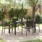 Preview: ARDEBO.de - 5-teiliges Garten Esszimmer Set Schwarz Poly-Rattan, Stapelbare Gartenstühle mit Kissen - 2-teiliges Set in Schwarz Poly-Rattan