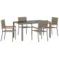 Preview: 5-teilige Garten Essgruppe Grau Poly-Rattan, Stapelgartenstühle mit Kissen 2 Stk Grau Poly-Rattan