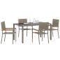 Preview: 5-teilige Garten Essgruppe Grau Poly-Rattan, Stapelgartenstühle mit Kissen 2 Stk Grau Poly-Rattan