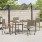 Preview: 5-teilige Garten Essgruppe Grau Poly-Rattan, Stapelgartenstühle mit Kissen 2 Stk Grau Poly-Rattan