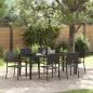 Preview: ARDEBO.de - 7-teiliges Garten-Esszimmer Set Schwarzes Poly-Rattan, Stapelbare Gartenstühle mit Kissen - 2-teiliges Set in Schwarz Poly-Rattan