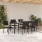 Preview: 7-teiliges Garten-Esszimmer Set Schwarzes Poly-Rattan, Stapelbare Gartenstühle mit Kissen - 2-teiliges Set in Schwarz Poly-Rattan