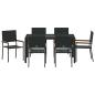 Preview: 7-teiliges Garten-Esszimmer Set Schwarzes Poly-Rattan, Stapelbare Gartenstühle mit Kissen - 2-teiliges Set in Schwarz Poly-Rattan