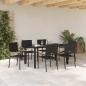 Preview: 7-teiliges Garten Esstischset Schwarz Poly-Rattan, Stapelbare Gartenstühle mit Kissen - 2-teiliges Set in Schwarz Poly-Rattan