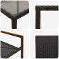 Preview: 7-teiliges Garten Esstischset Schwarz Poly-Rattan, Stapelbare Gartenstühle mit Kissen - 2-teiliges Set in Schwarz Poly-Rattan