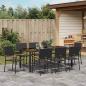 Preview: 9-teiliges Garten Essset Schwarzes Poly Rattan, Stapelbare Gartenstühle mit Kissen - 2-teiliges Set in Schwarz Poly Rattan