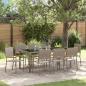 Preview: ARDEBO.de - 9-teiliges Garten Essset Grau Poly Rattan, Stapelbare Gartenstühle mit Polstern 2 Stück Grau Poly Rattan
